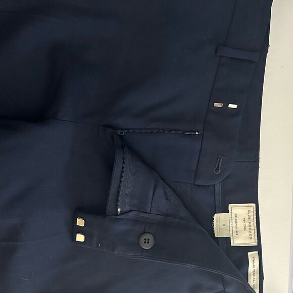 Club Monaco Navy Blue Italian Tropical Wool Cuffed Hem Straight Leg Pants Size 0 - Picture 8 of 11